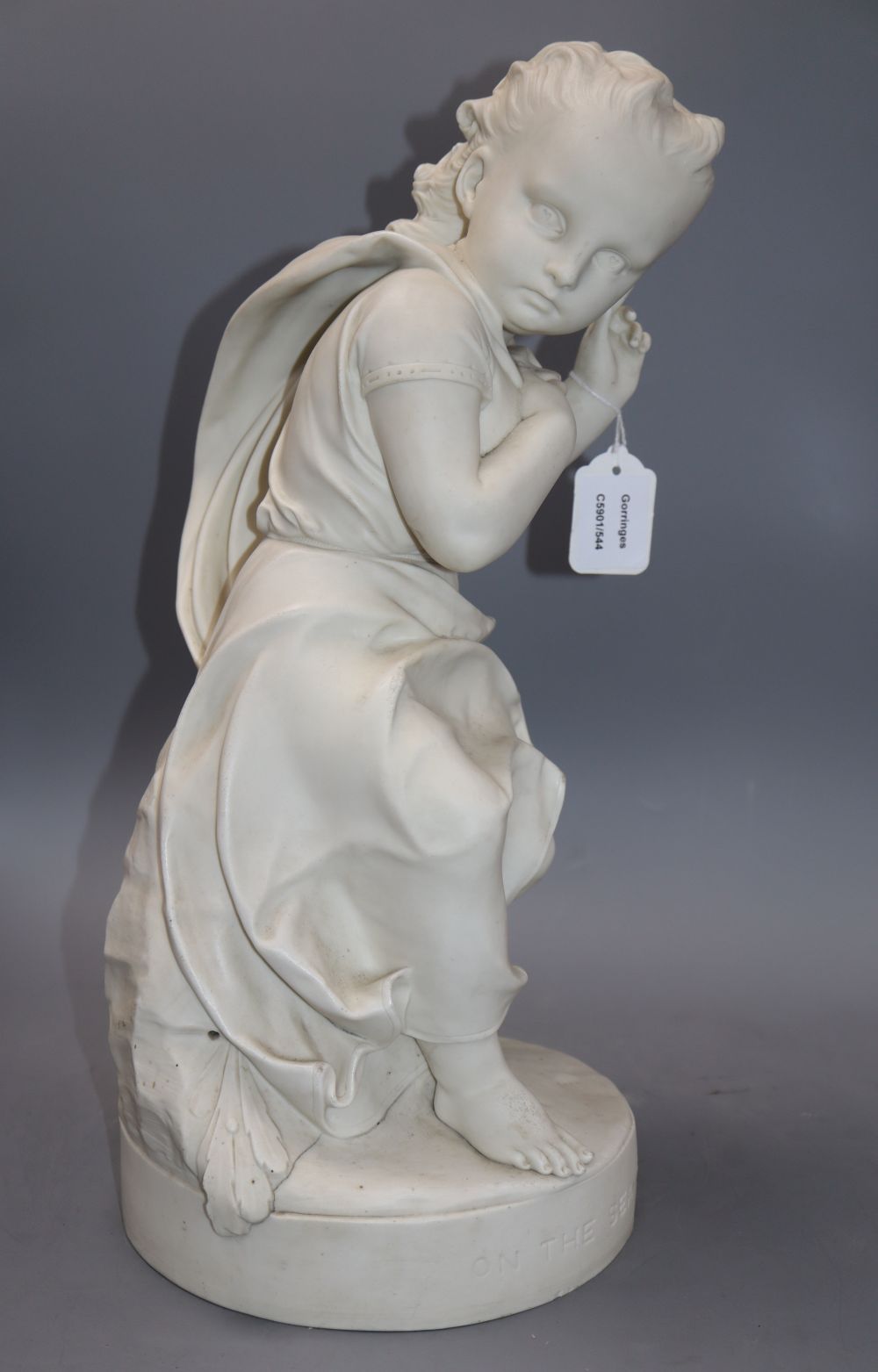 A 19th century Copeland parian ware figure On the Seashore, after Joseph Durham, height 47cm